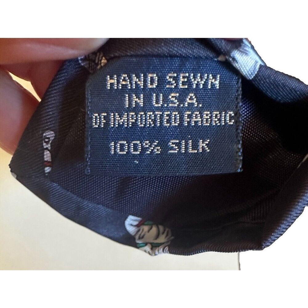 LANDS END Vintage NECK TIE BASEBALL Navy Blue Silk - Picture 3 of 4